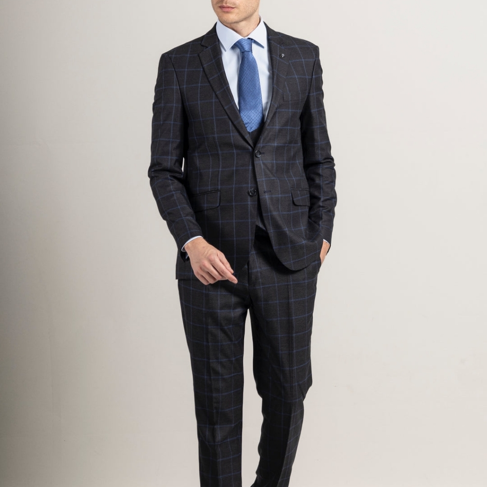 3 Piece Plaid Check Suit 36R x 30W